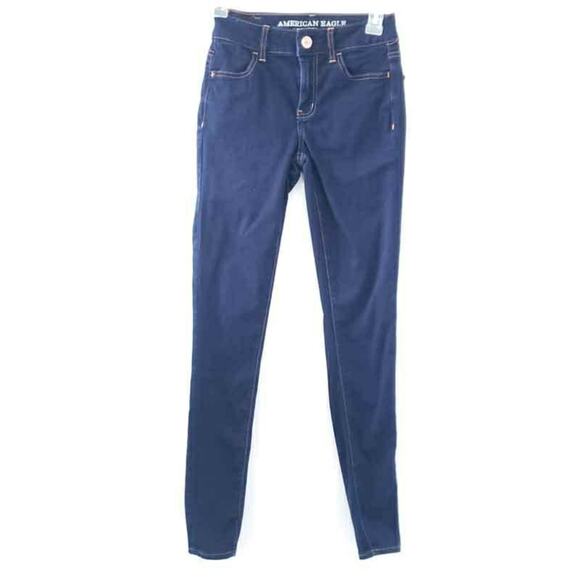 American Eagle Hi-Rise Jegging Super Super Stretch Jeans Size 0 Dark Wash - Picture 1 of 8